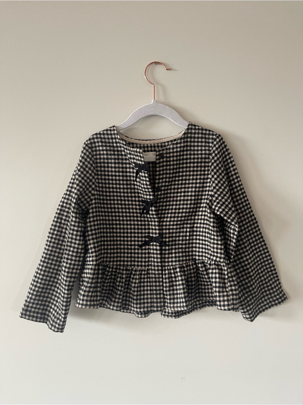 Zara Girls Black & White Gingham Peplum Jacket size 6